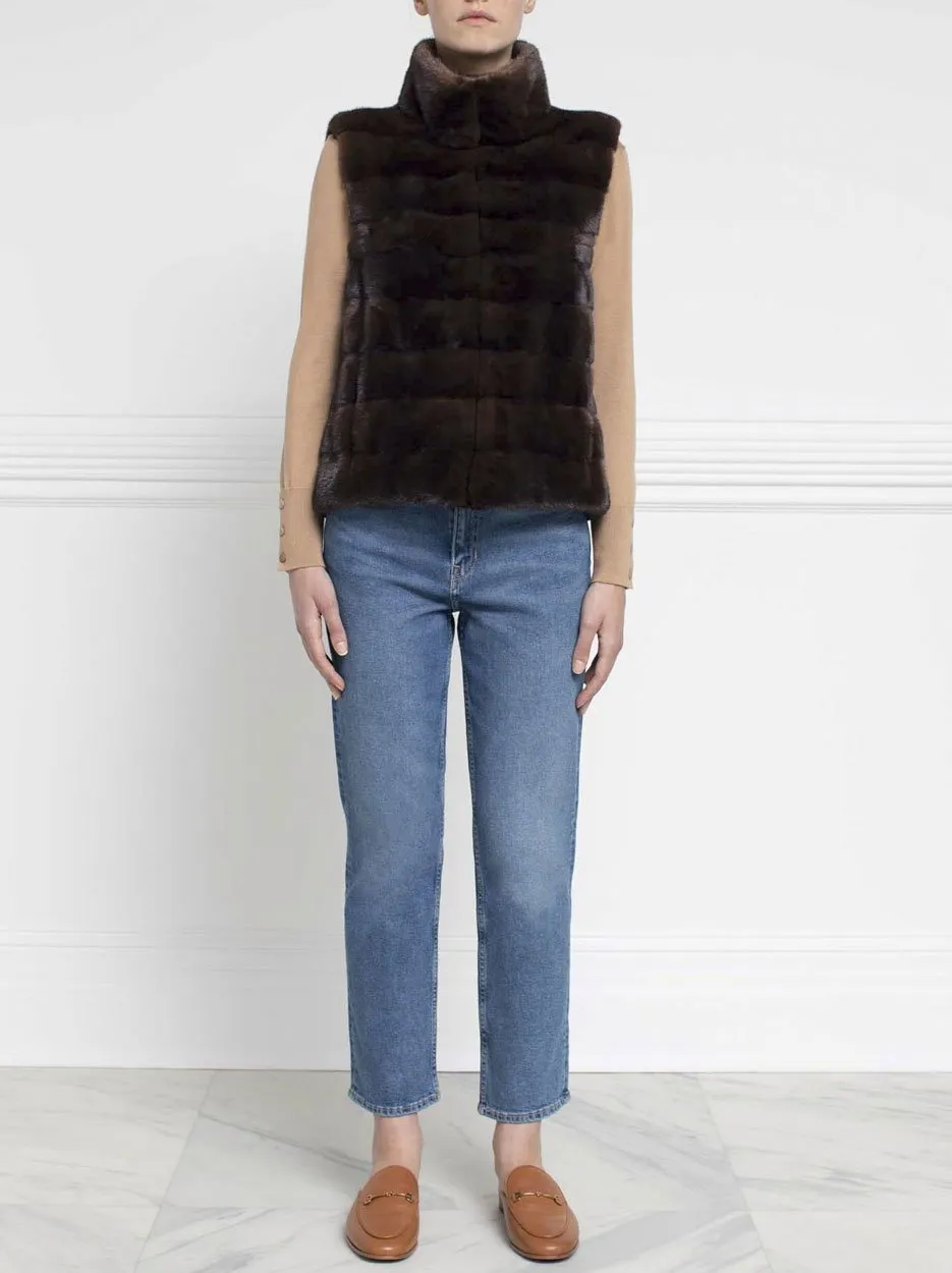 The Nina Horizontal Mink Fur Vest