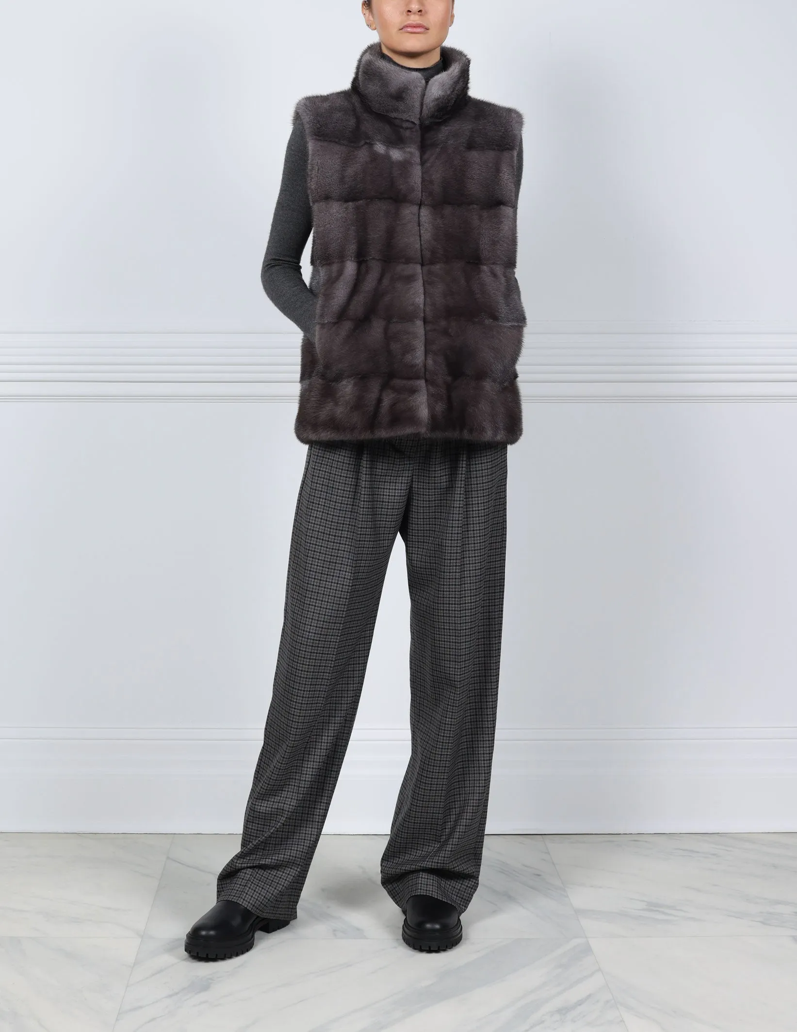 The Nina Horizontal Mink Fur Vest