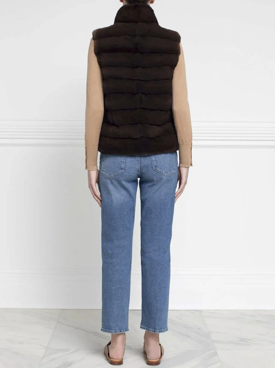 The Nina Horizontal Mink Fur Vest