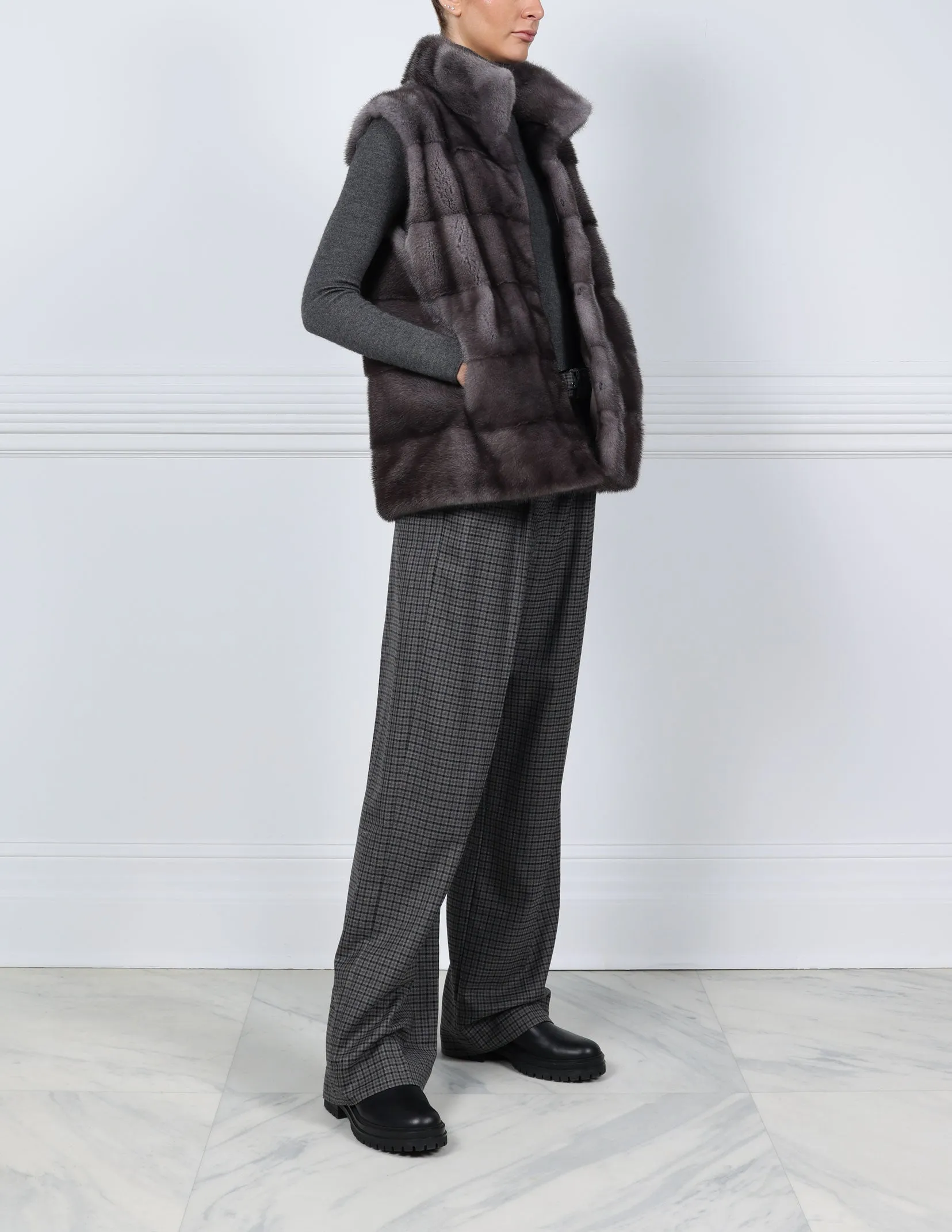 The Nina Horizontal Mink Fur Vest