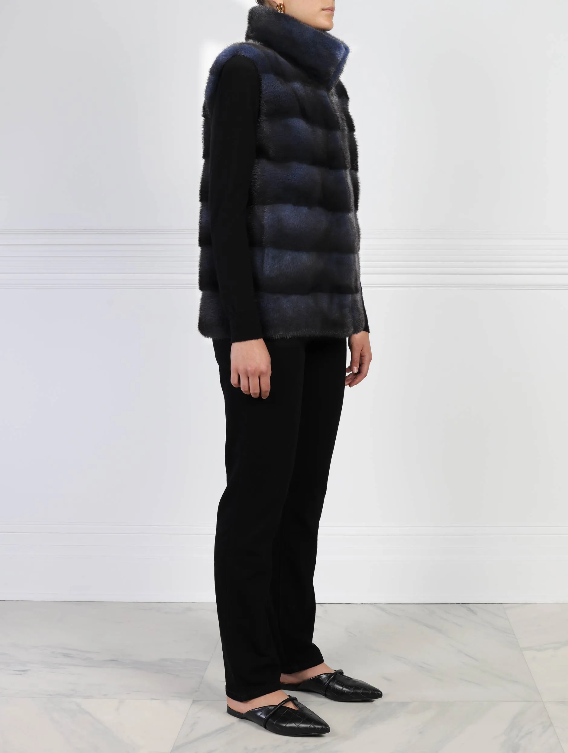 The Nina Horizontal Mink Fur Vest