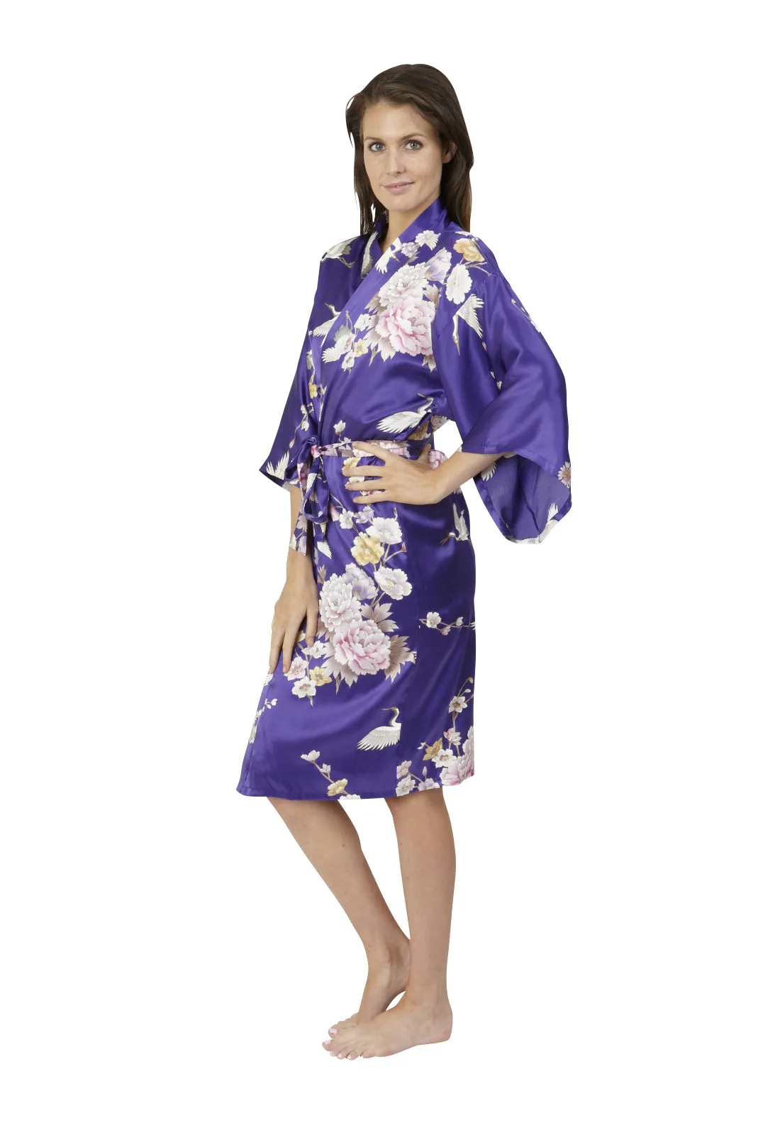 Tsuru Short Silk Happi Coat Kimono