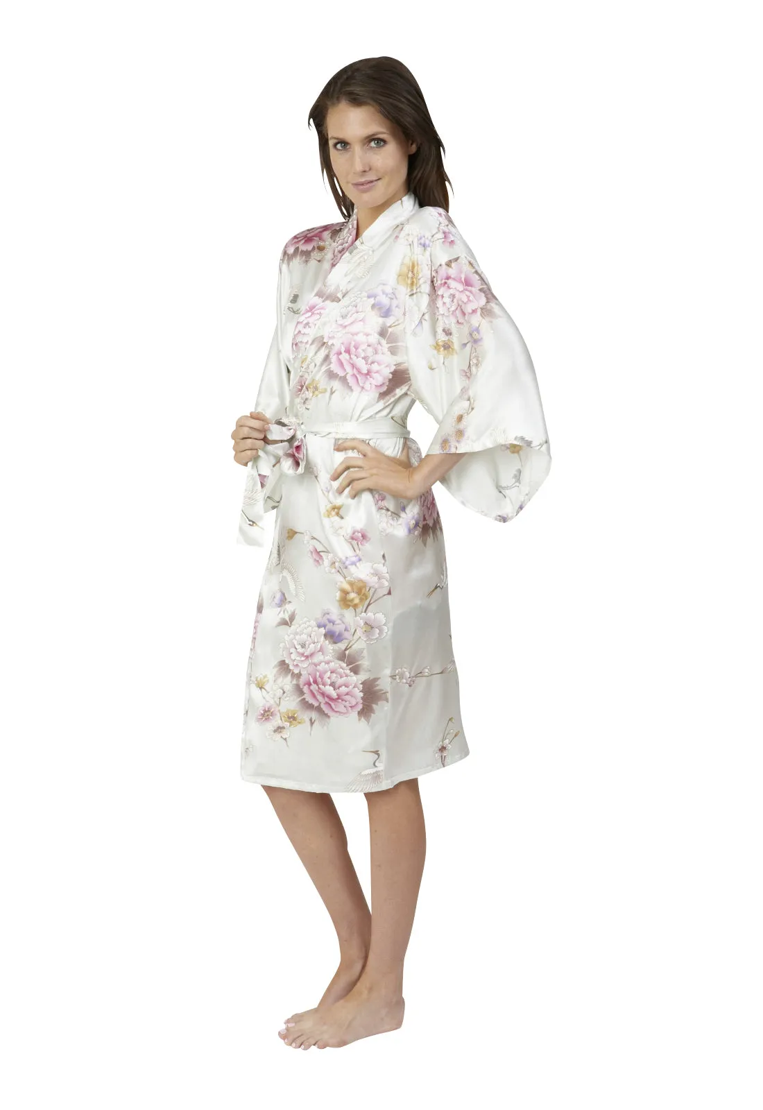 Tsuru Short Silk Happi Coat Kimono