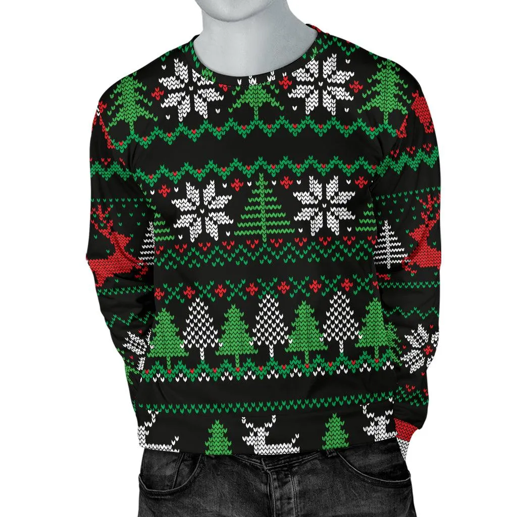 Ugly Christmas Red Green Black Men's Sweater