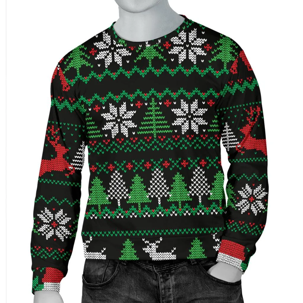 Ugly Christmas Red Green Black Men's Sweater