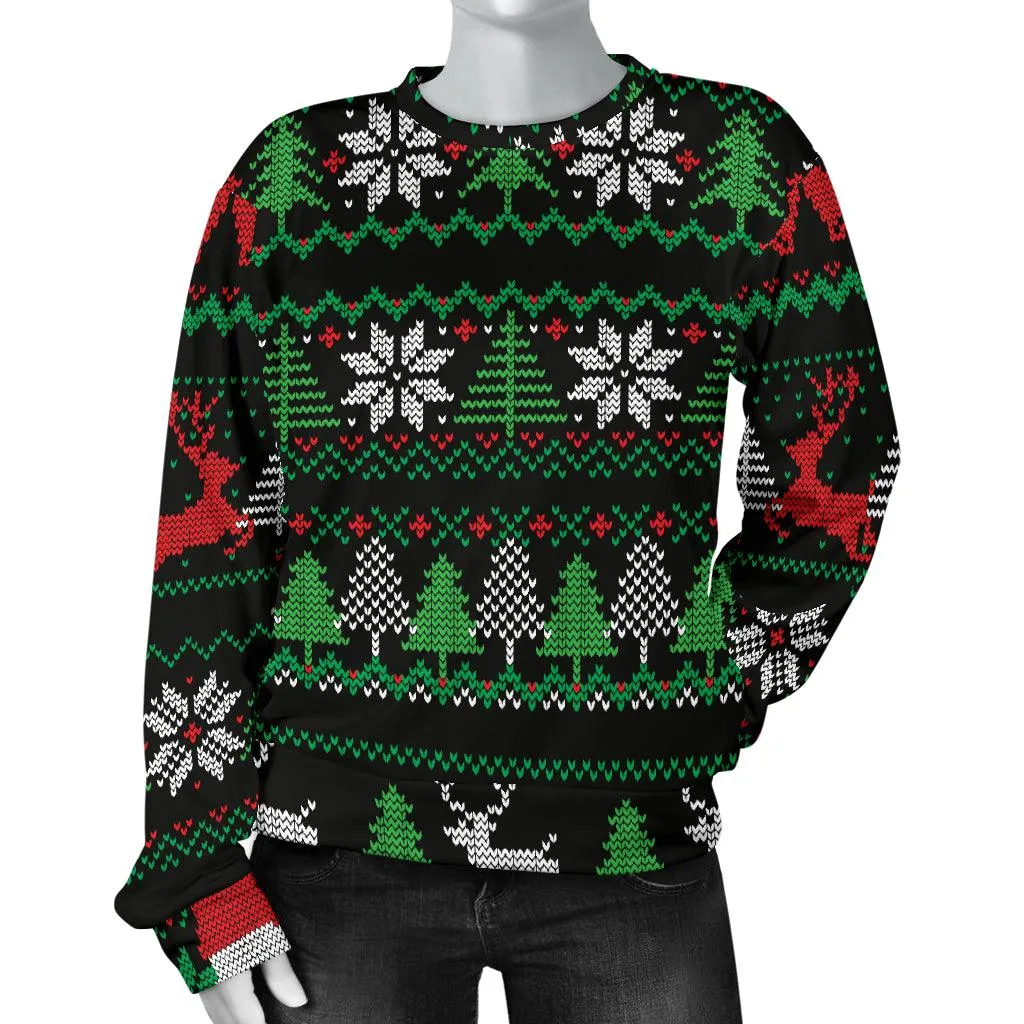 Ugly Christmas Red Green Black Women's Sweater