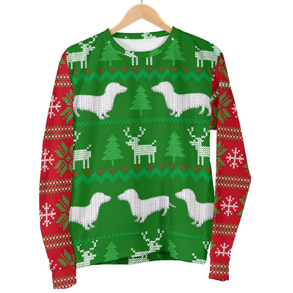 Ugly Christmas Sweater For Men With Dachshund Dogs