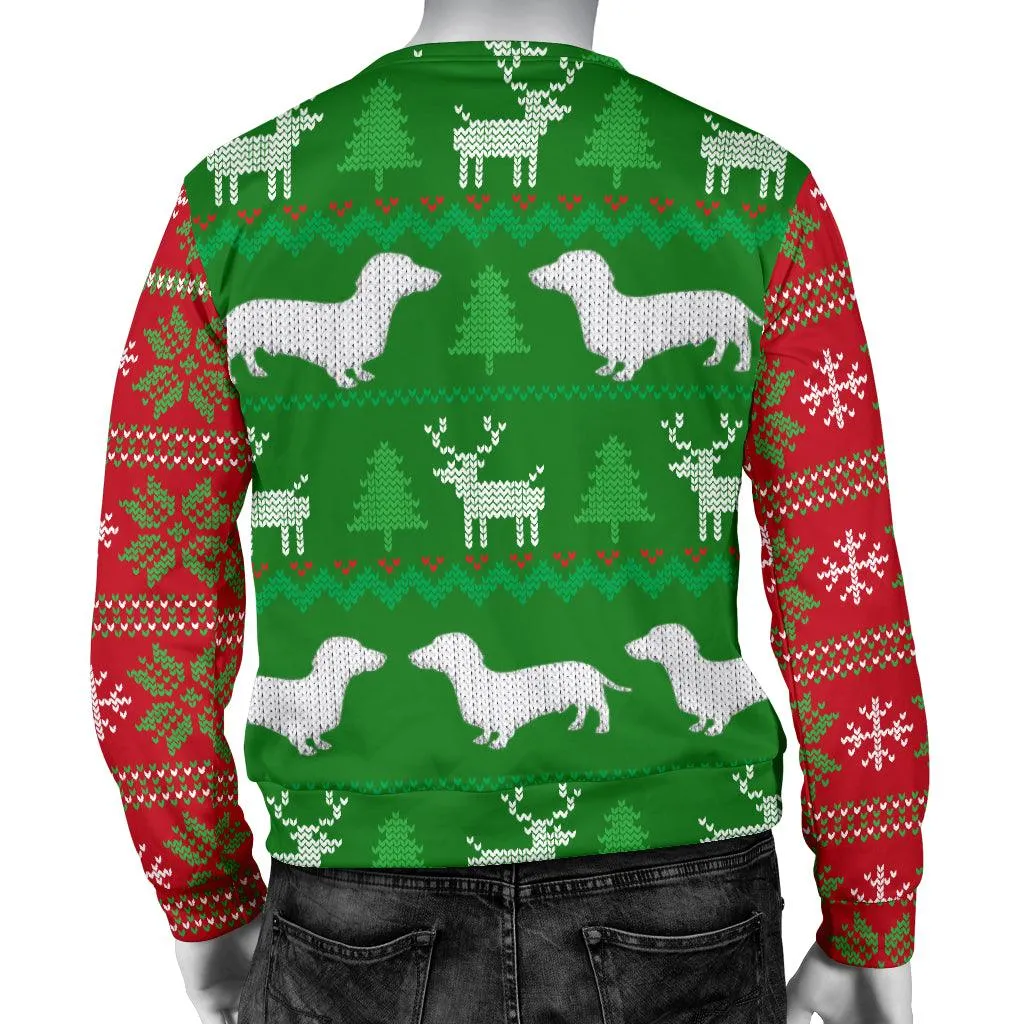 Ugly Christmas Sweater For Men With Dachshund Dogs