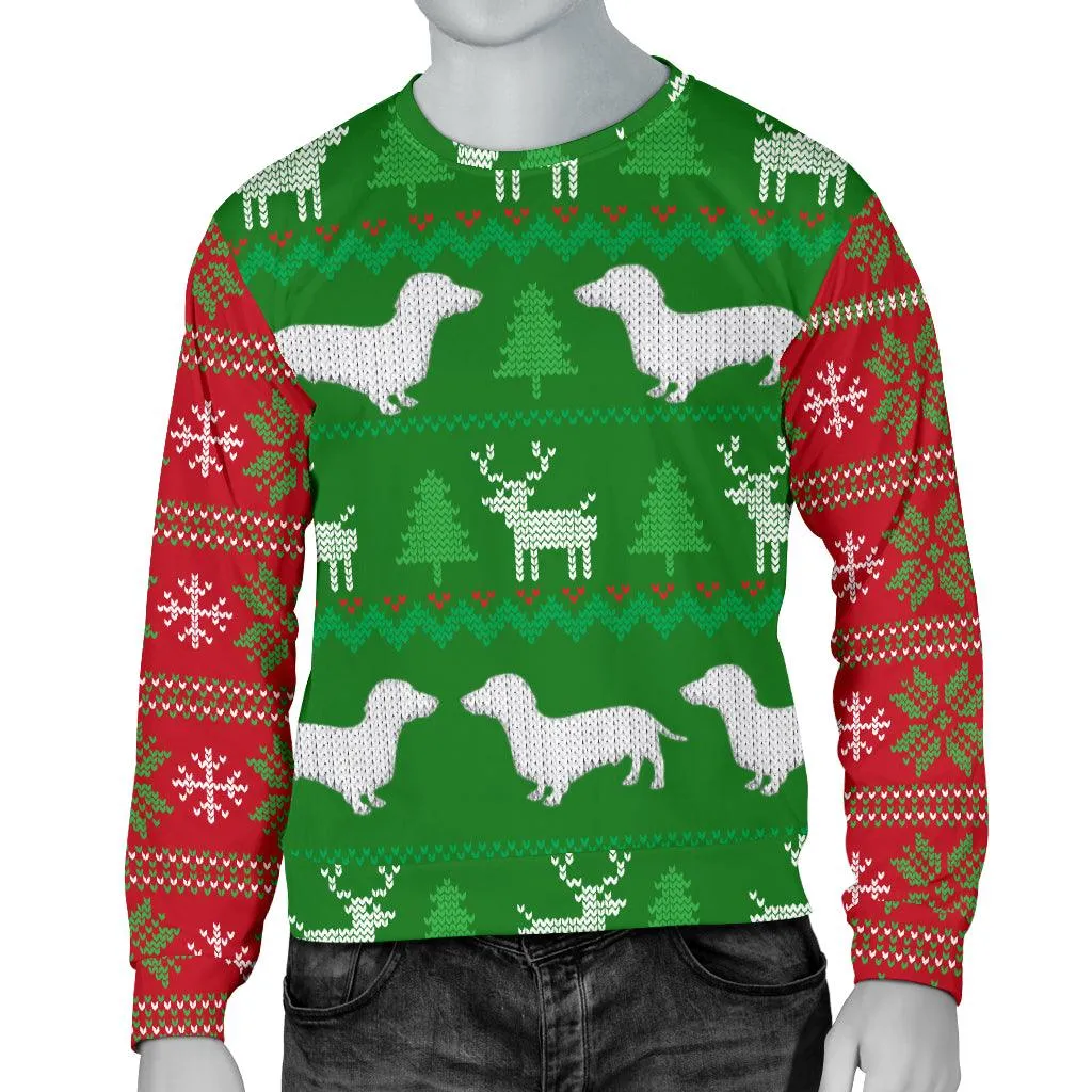 Ugly Christmas Sweater For Men With Dachshund Dogs