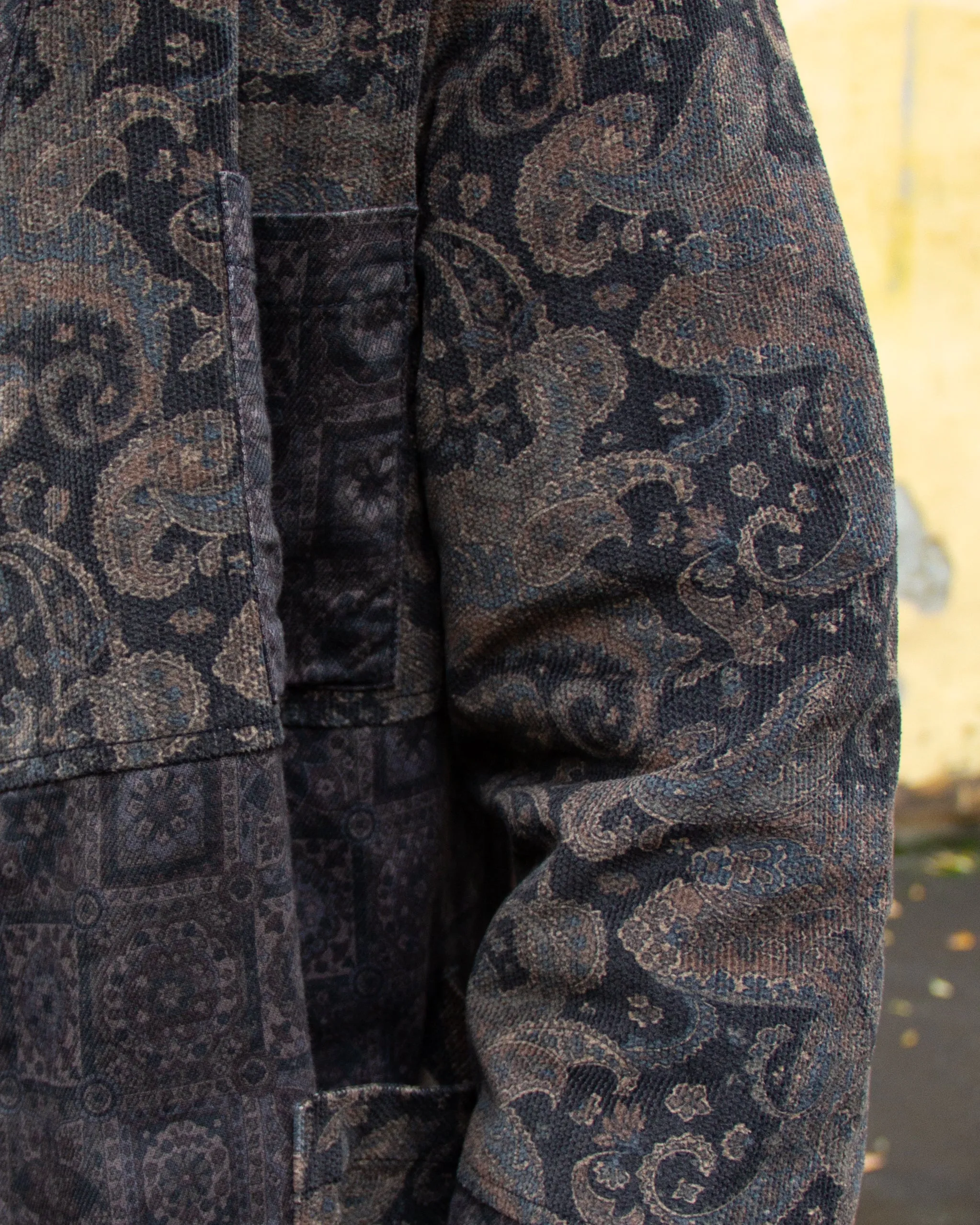 Universal Works, Mixed Kyoto Work Jacket, Black Japanese print, Corduroy