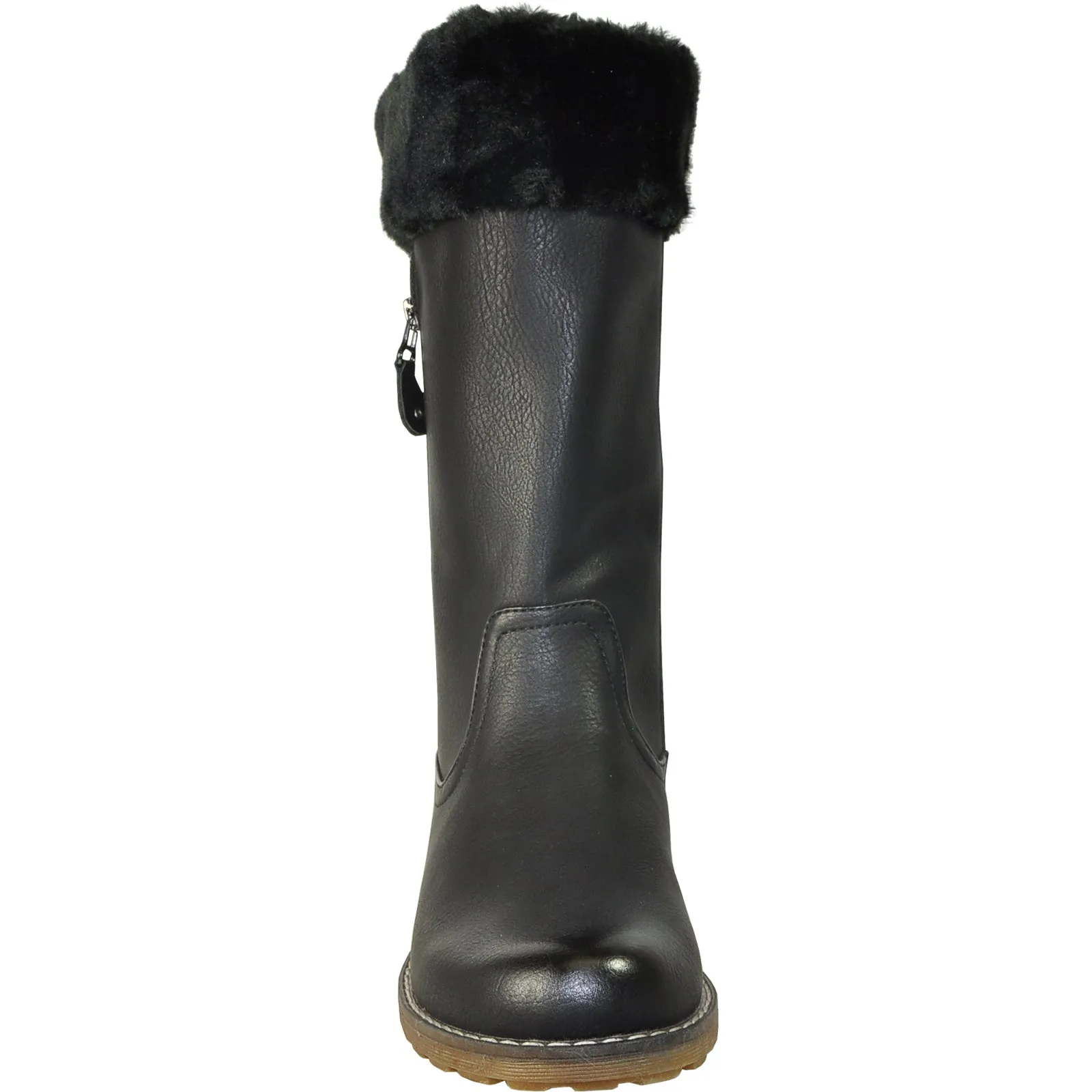 VANGELO Women Water Proof Boot HF9539 Knee High Winter Fur Casual Boot Black