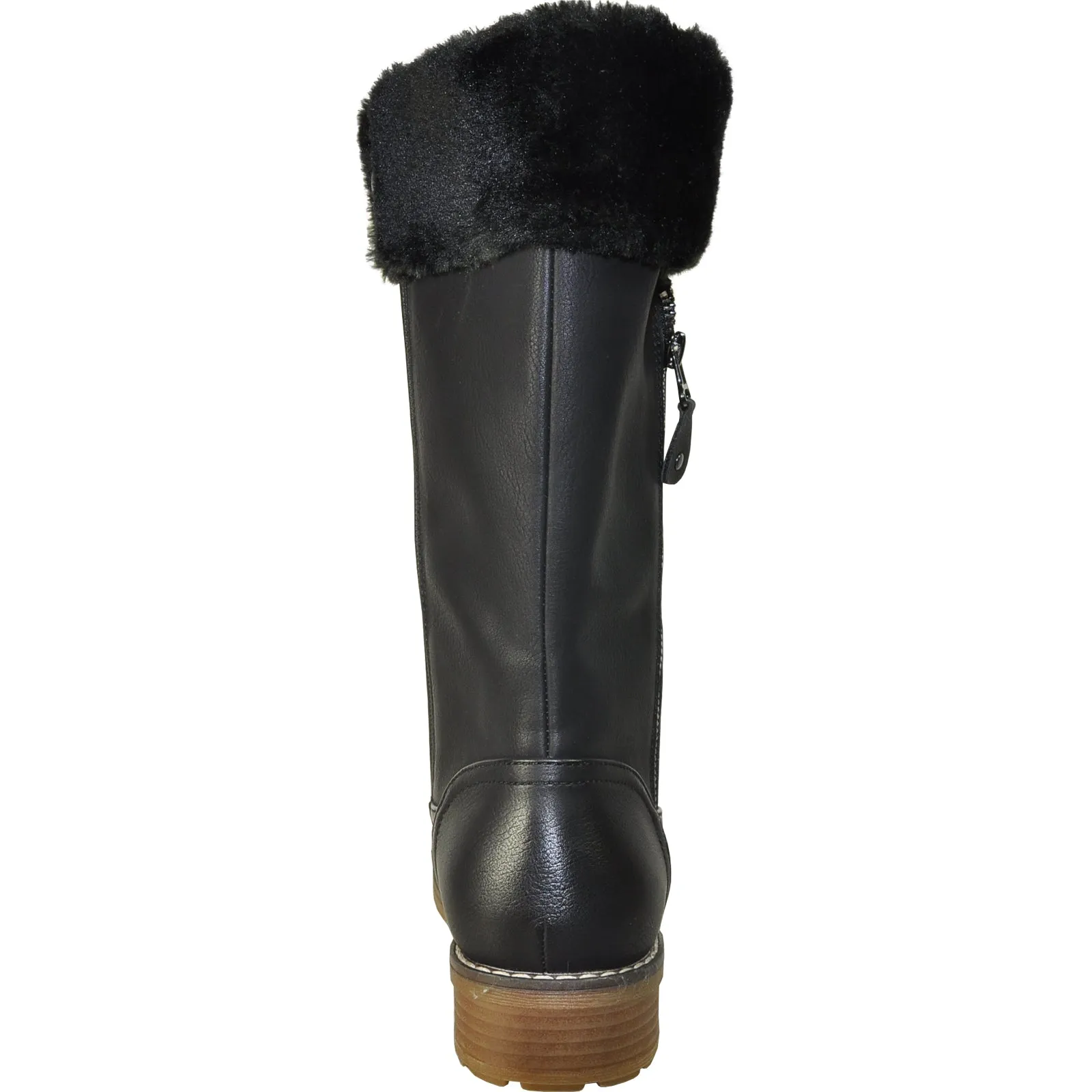 VANGELO Women Water Proof Boot HF9539 Knee High Winter Fur Casual Boot Black