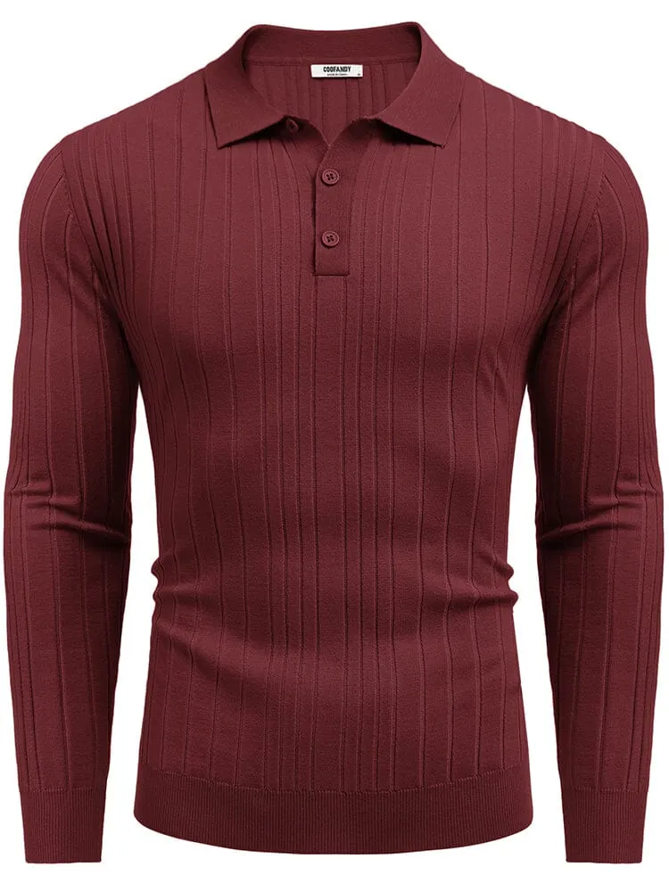 Versatile Ribbed Knit Polo Shirts (US Only)