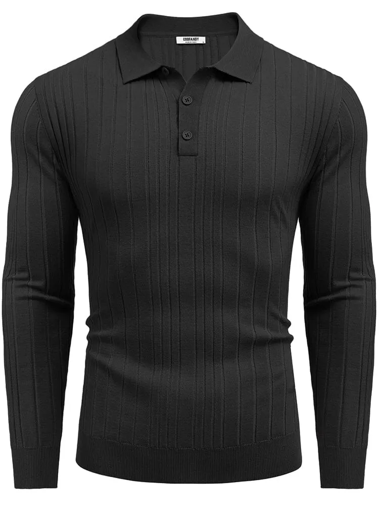 Versatile Ribbed Knit Polo Shirts (US Only)