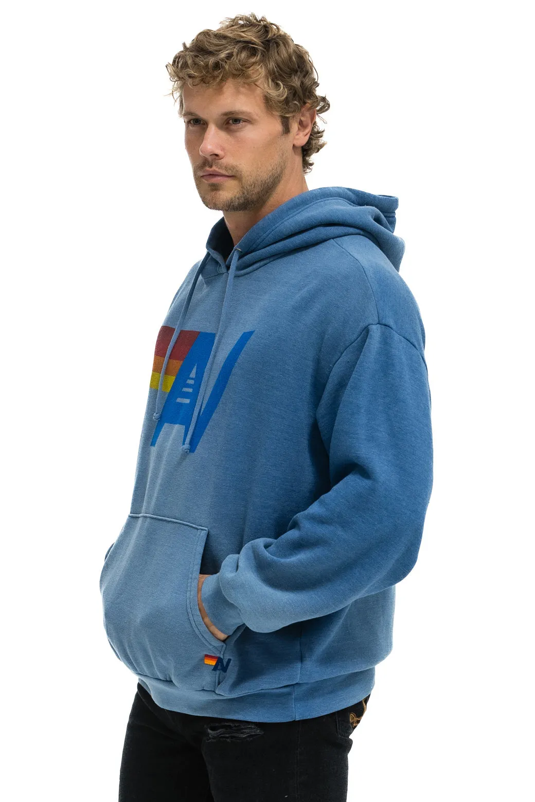 VINTAGE LOGO RELAXED PULLOVER HOODIE - FADED WATER