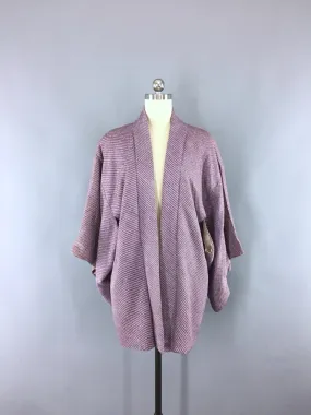 Vintage Purple Shibori Silk Haori Kimono Cardigan