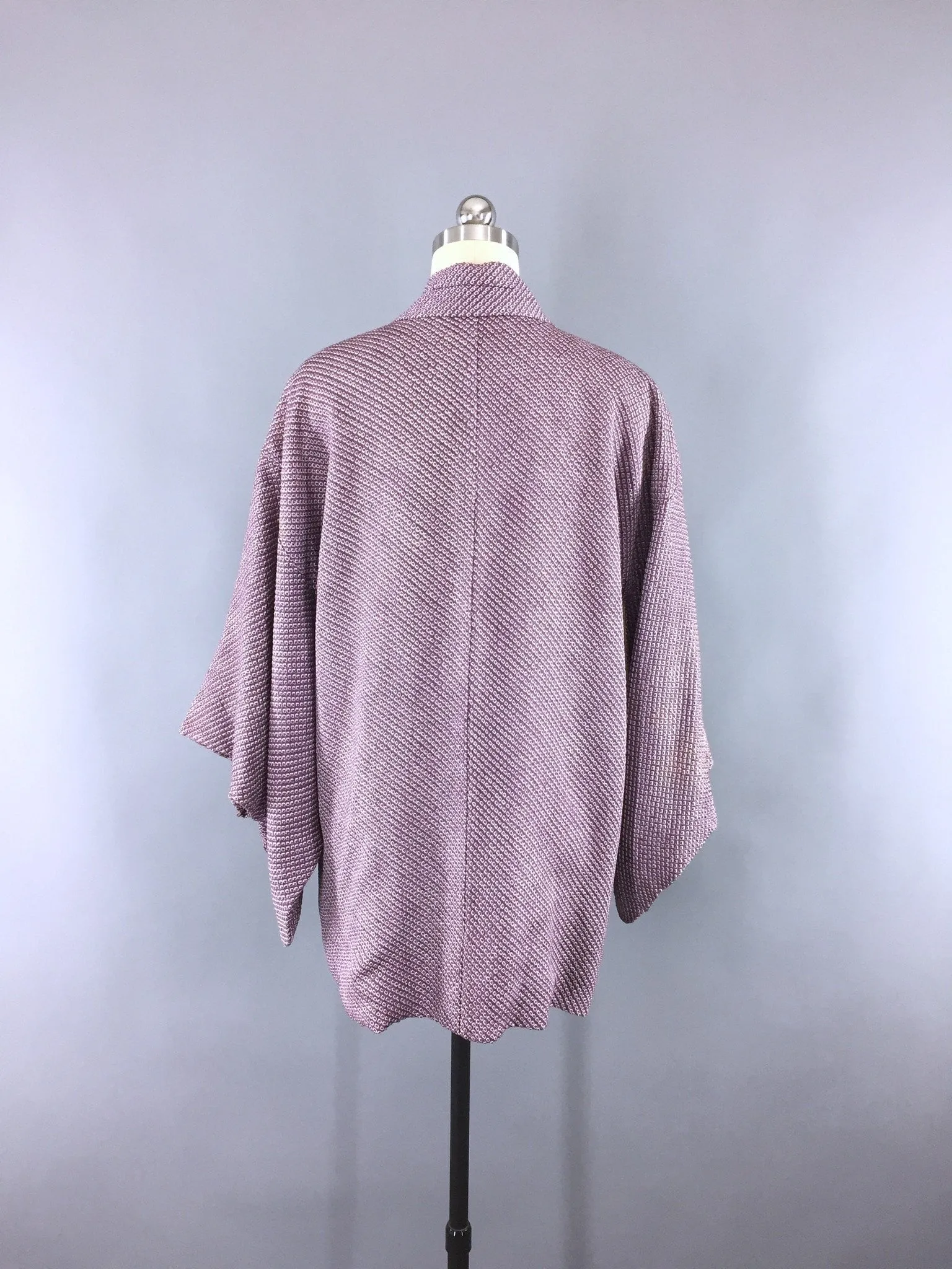 Vintage Purple Shibori Silk Haori Kimono Cardigan