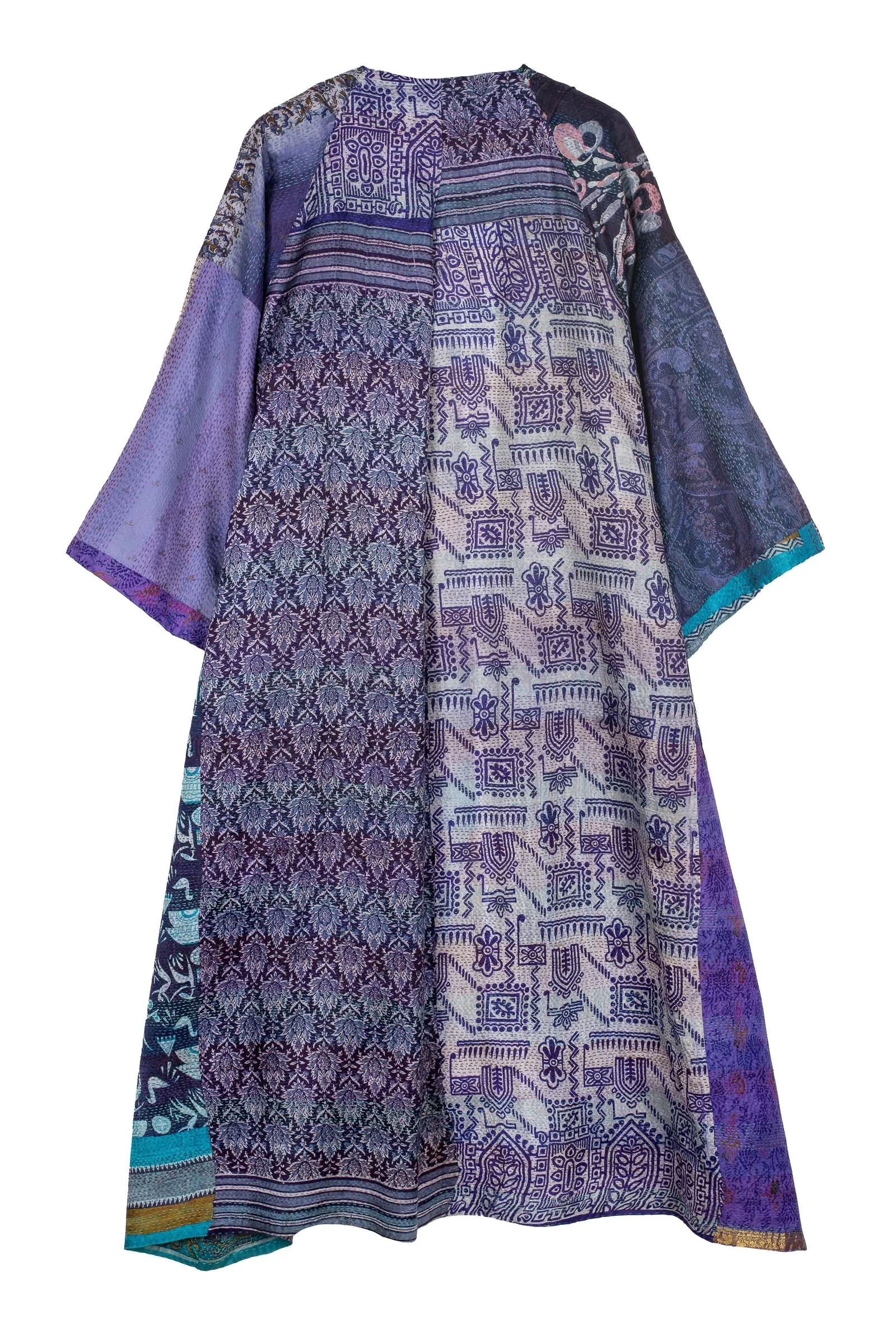 VINTAGE SILK KANTHA KIMONO MAXI