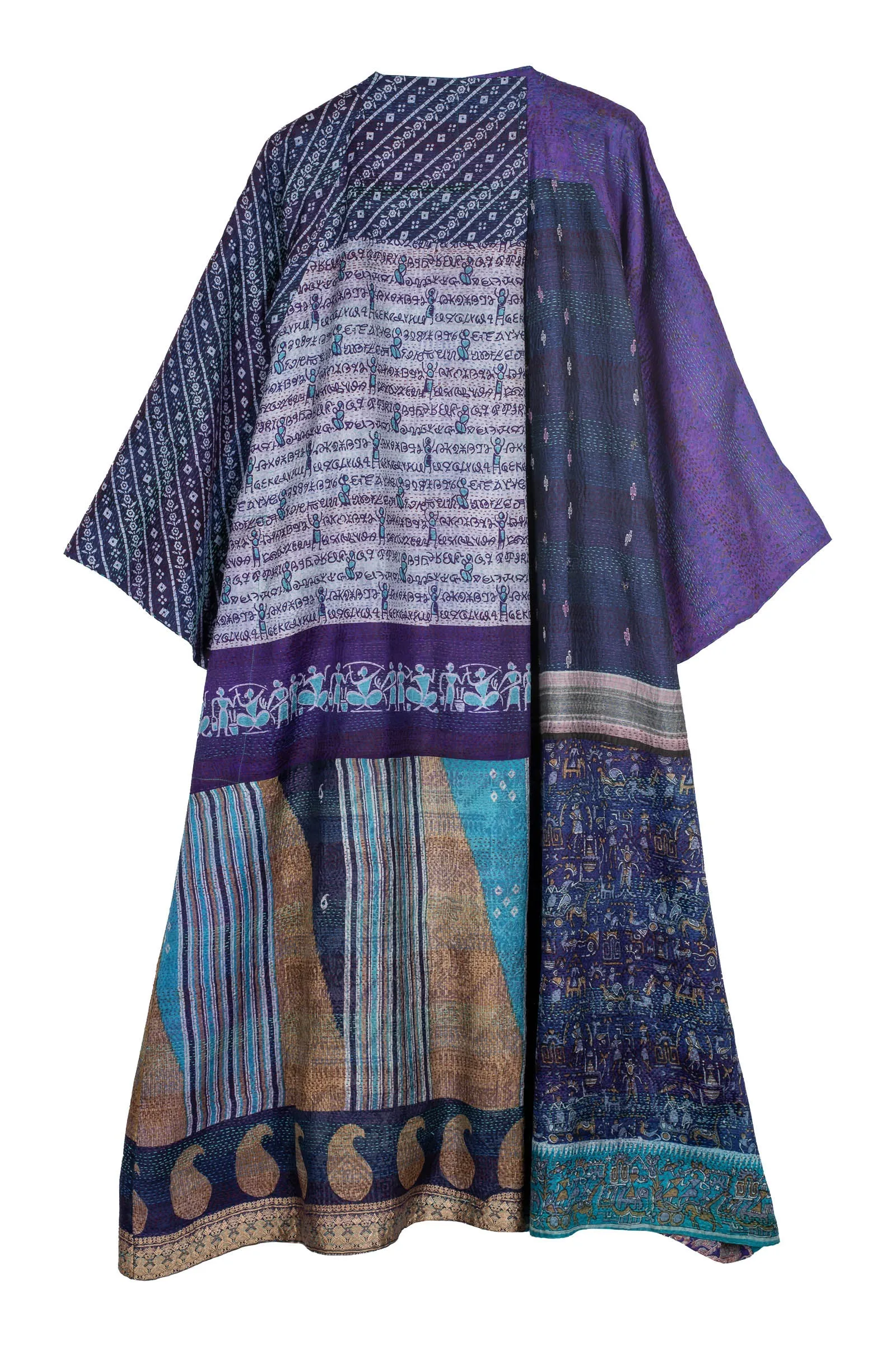 VINTAGE SILK KANTHA KIMONO MAXI