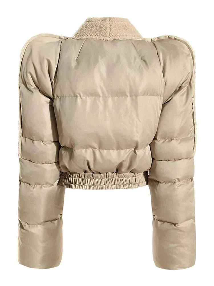 Wenkouban-Winter outfits Christmas Flying Shoulder Padded Zipper Short Parka Coat