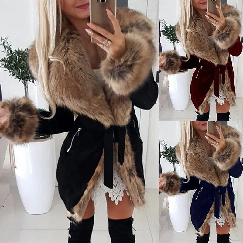 Winter fur coat cotton-padded coat