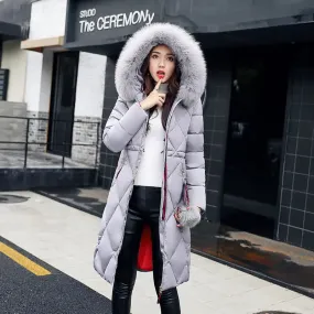 Winter Women's Clothing Korean Style Cotton-padded Over knee Lengthened Jacket