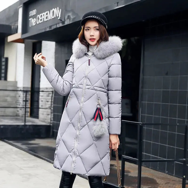 Winter Women's Clothing Korean Style Cotton-padded Over knee Lengthened Jacket