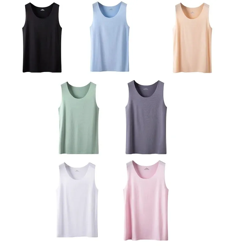 Women Summer Ice Silk Seamless  Top Basic Sleeveless O-Neck Racerback Athletic Thin Shirts Plain Solid Color Yoga Quick Dropship