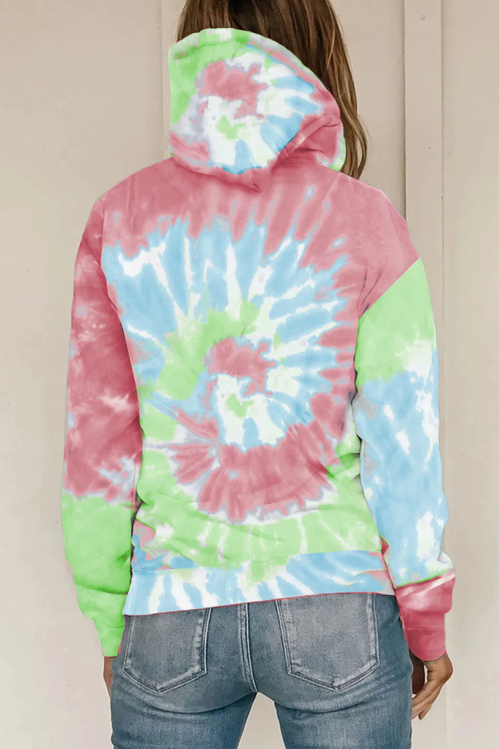 Womens Casual Long Sleeve Hoodies Tie Dye Pattern Hoodie Pullover