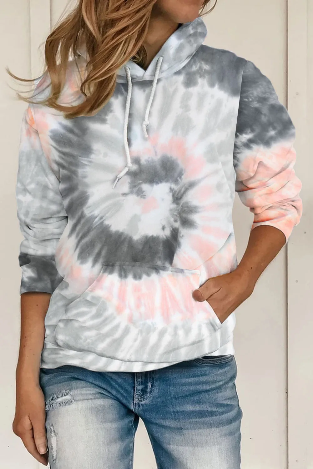 Womens Casual Long Sleeve Hoodies Tie Dye Pattern Hoodie Pullover