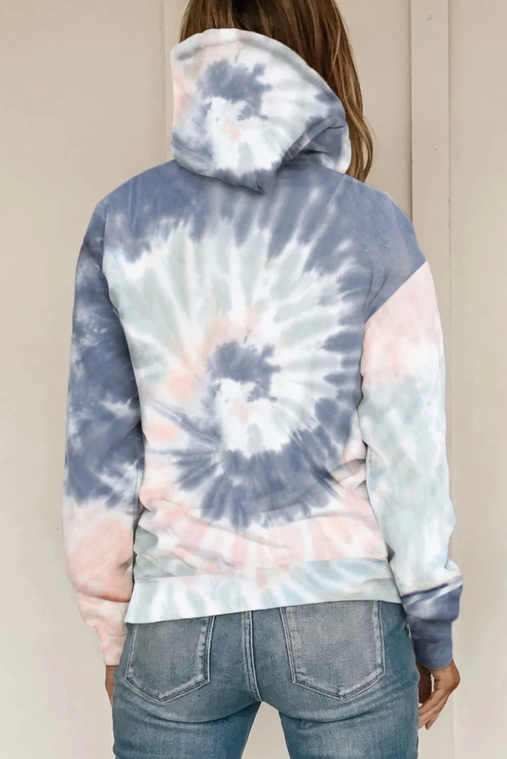 Womens Casual Long Sleeve Hoodies Tie Dye Pattern Hoodie Pullover