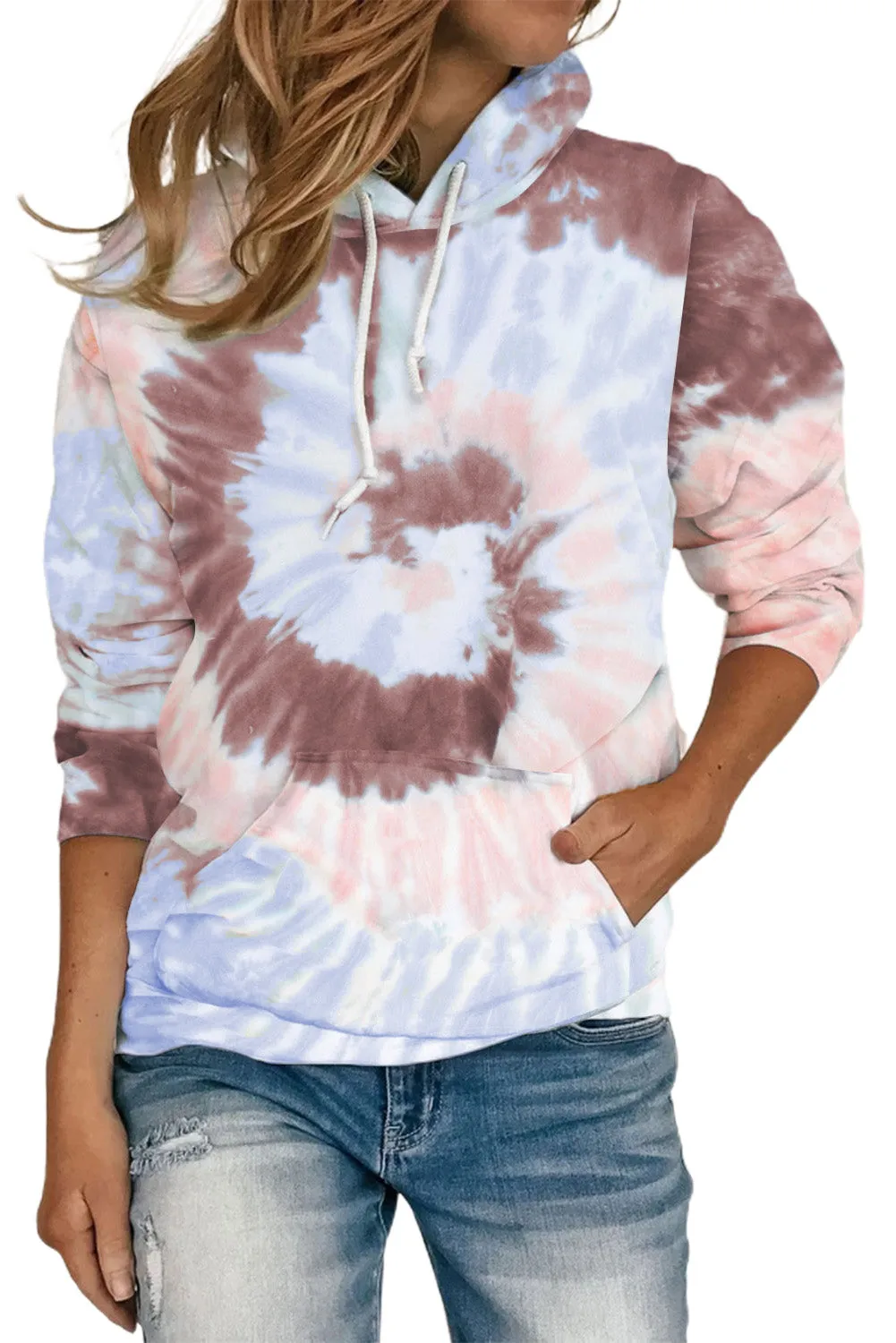 Womens Casual Long Sleeve Hoodies Tie Dye Pattern Hoodie Pullover