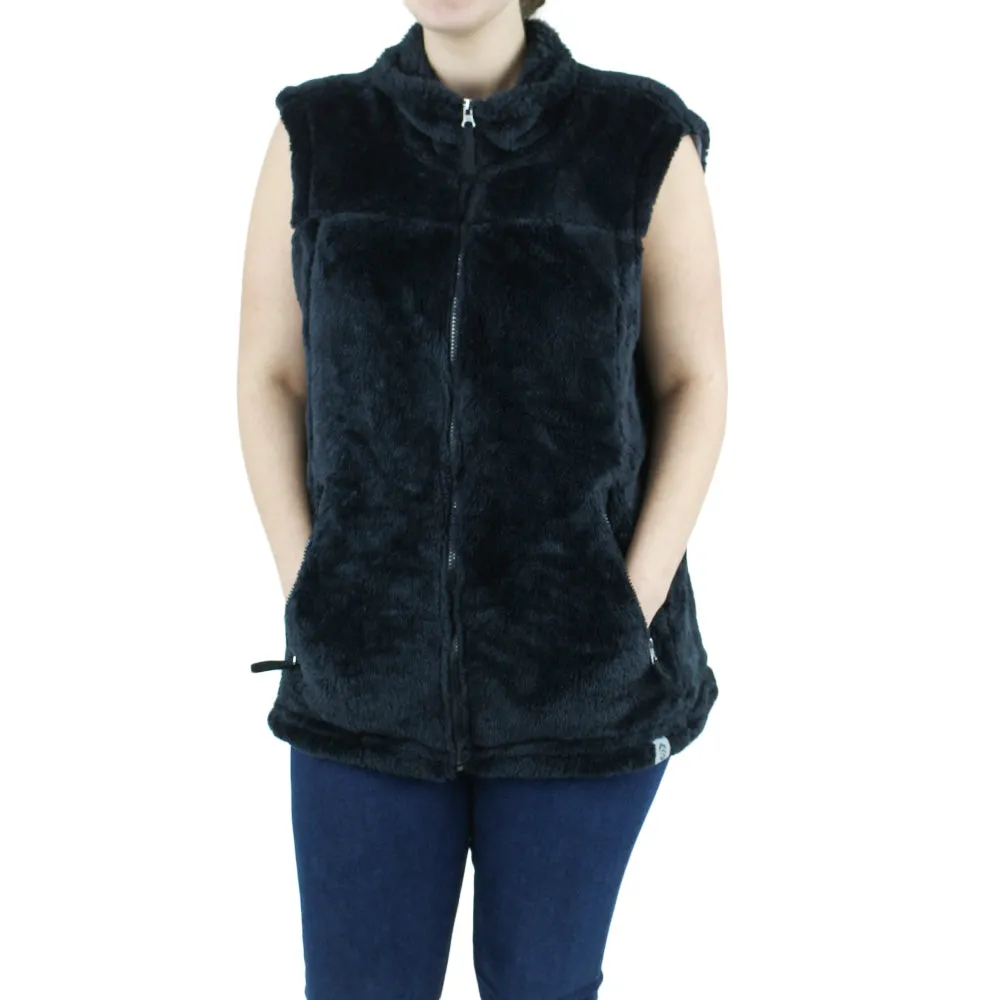 Women's Faux Fur Vest,Black