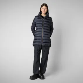 Women's Hooded Animal free Puffer Coat Lydia in blue black