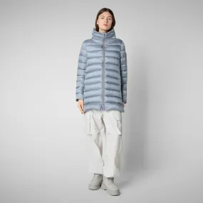 Women's Hooded Animal free Puffer Coat Lydia in blue fog