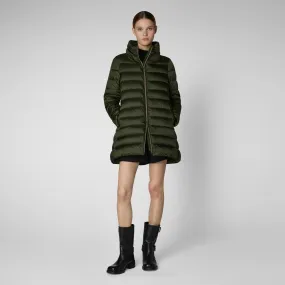 Women's Hooded Animal free Puffer Coat Lydia in pine green