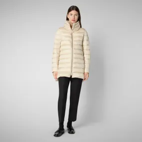 Women's Hooded Animal free Puffer Coat Lydia in shore Beige