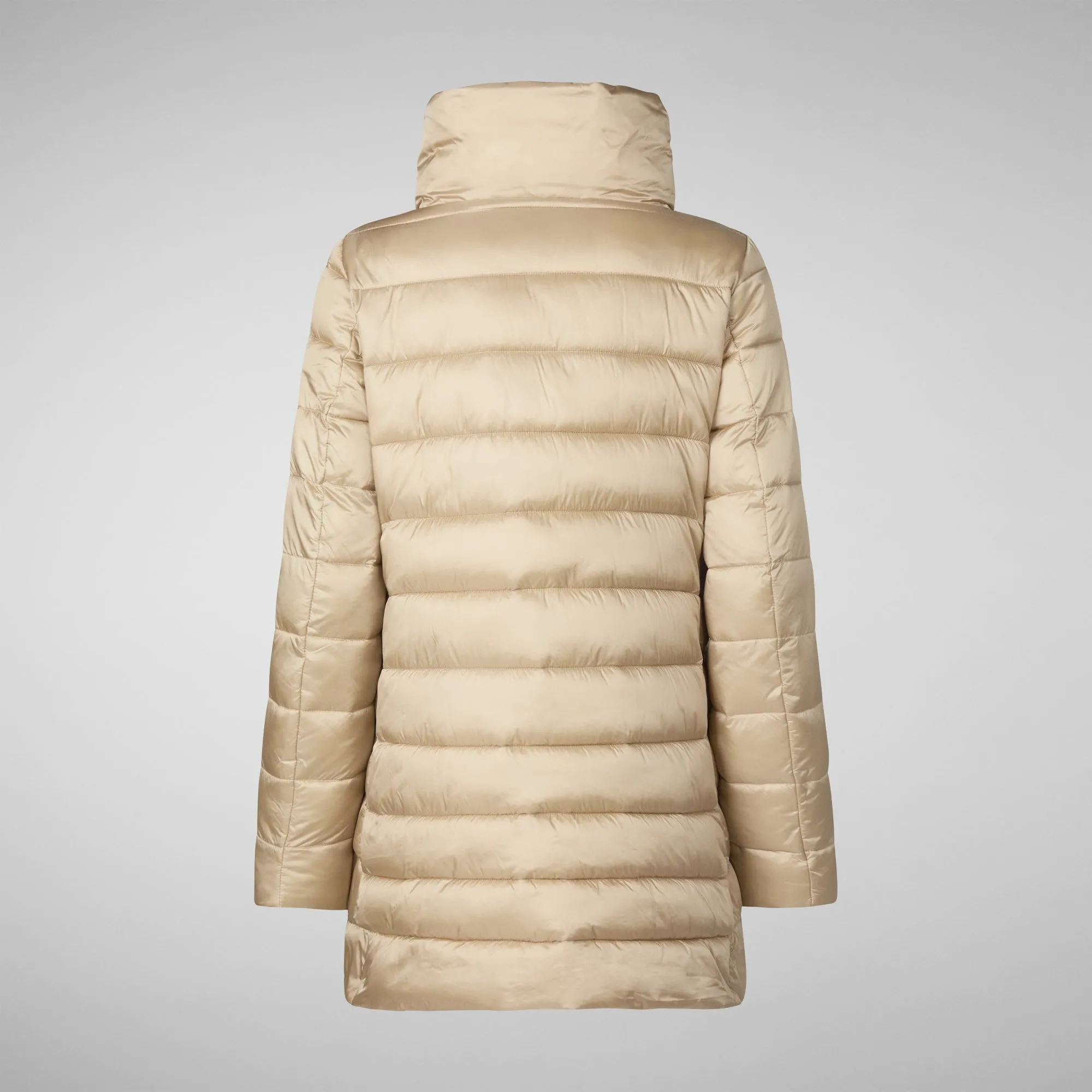 Women's Hooded Animal free Puffer Coat Lydia in Wood Beige