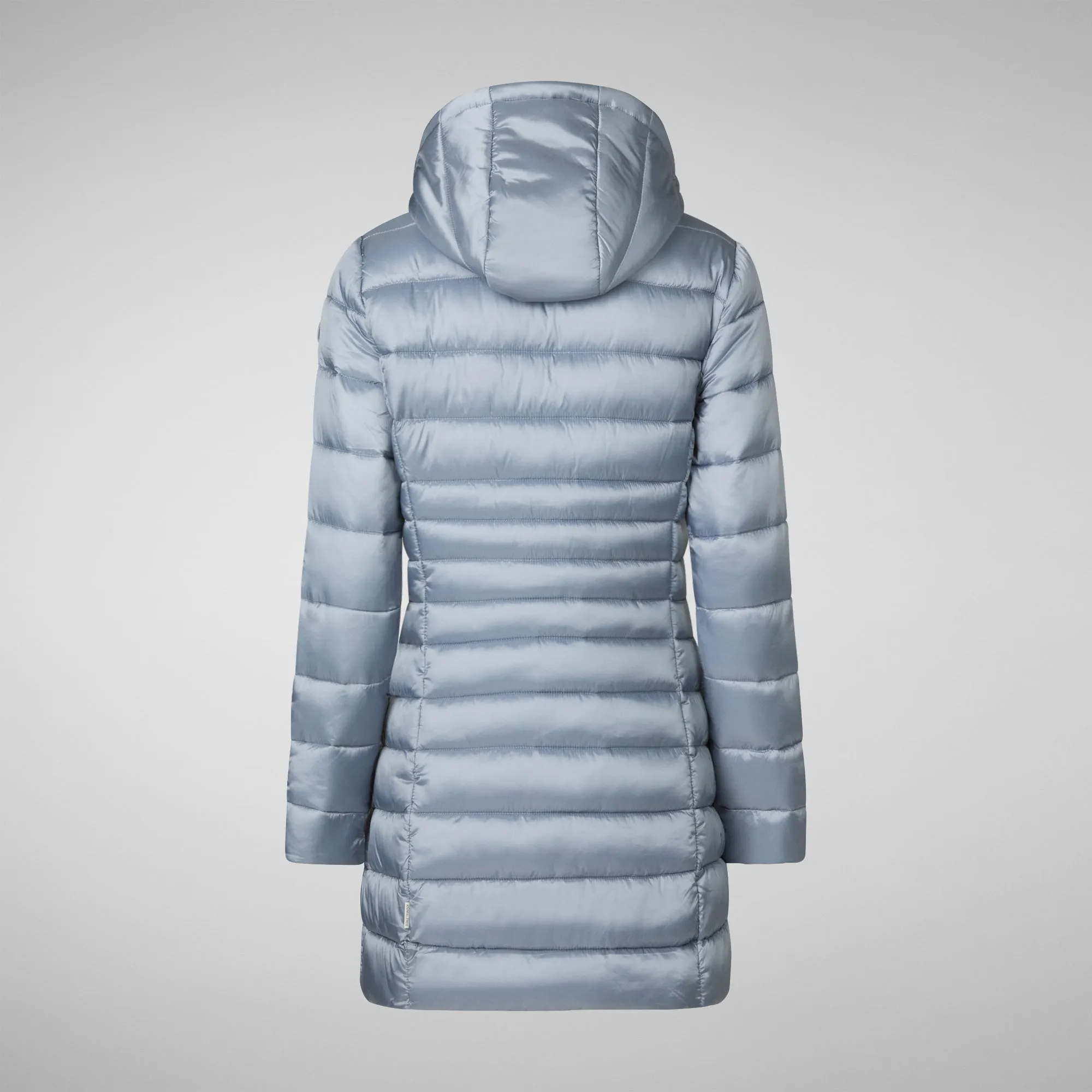 Women's Hooded Animal free Puffer Coat Reese in Blue Fog