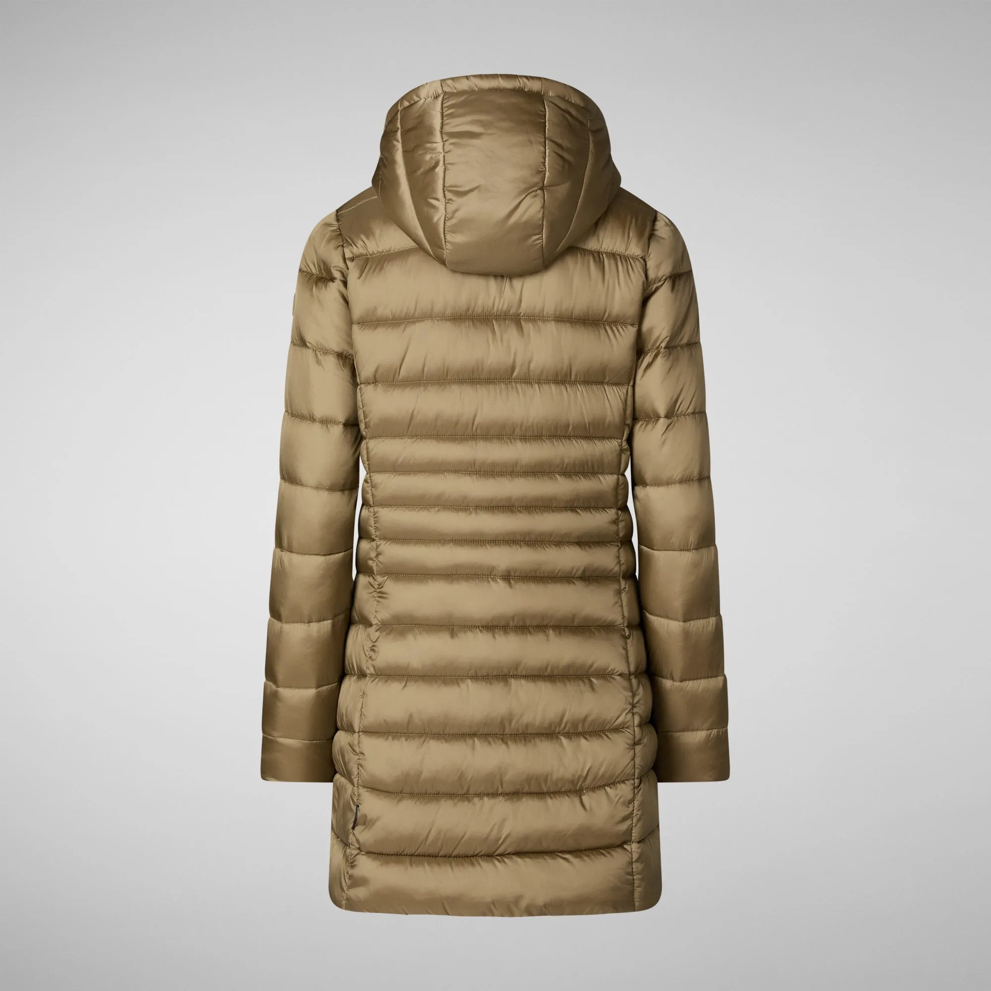 Women's Hooded Animal free Puffer Coat Reese in Husk Green