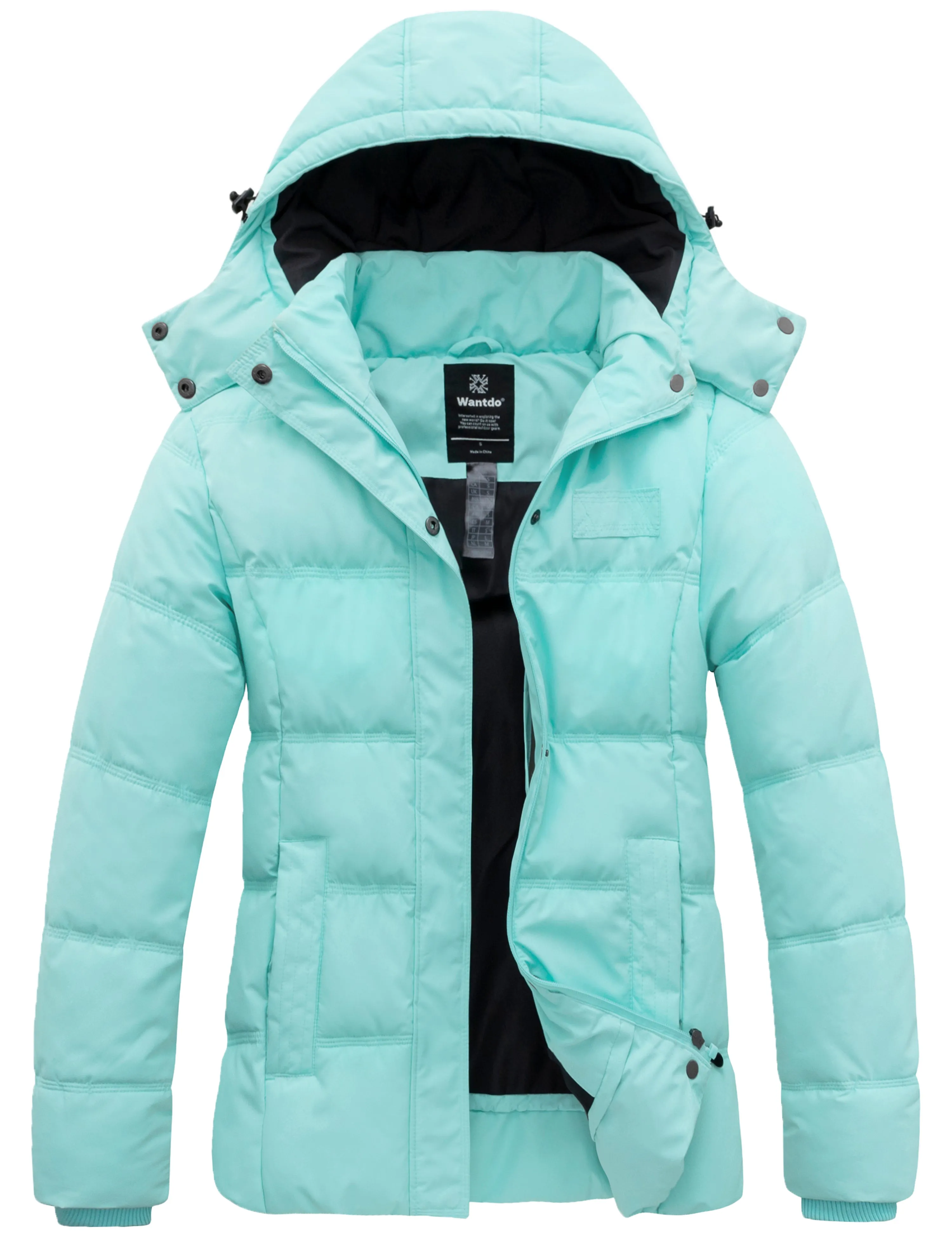 Women's Hooded Warm Winter Coat Quilted Thicken Puffer Jacket with Removable Hood