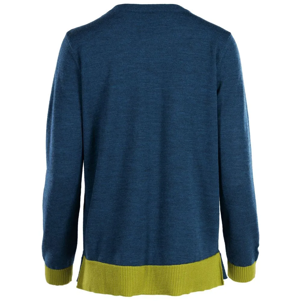 Womens Merino Crew Sweater (Petrol/Lime)