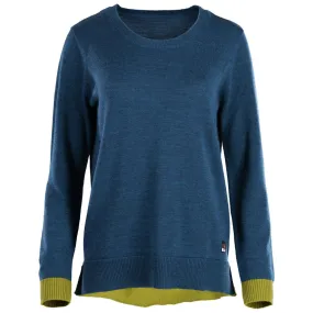 Womens Merino Crew Sweater (Petrol/Lime)