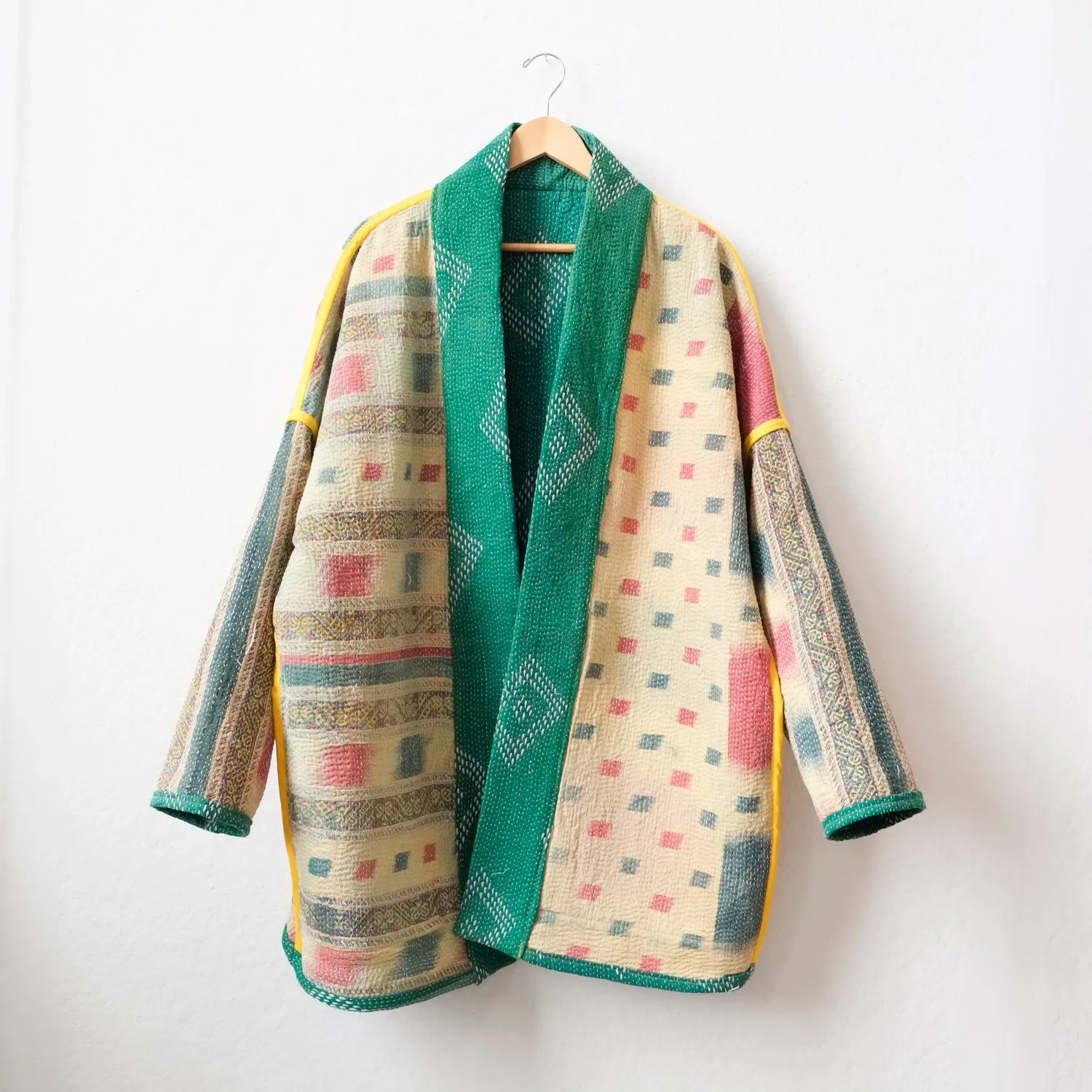 XL Green with White Double Diamonds Anoushka Jacket LM103