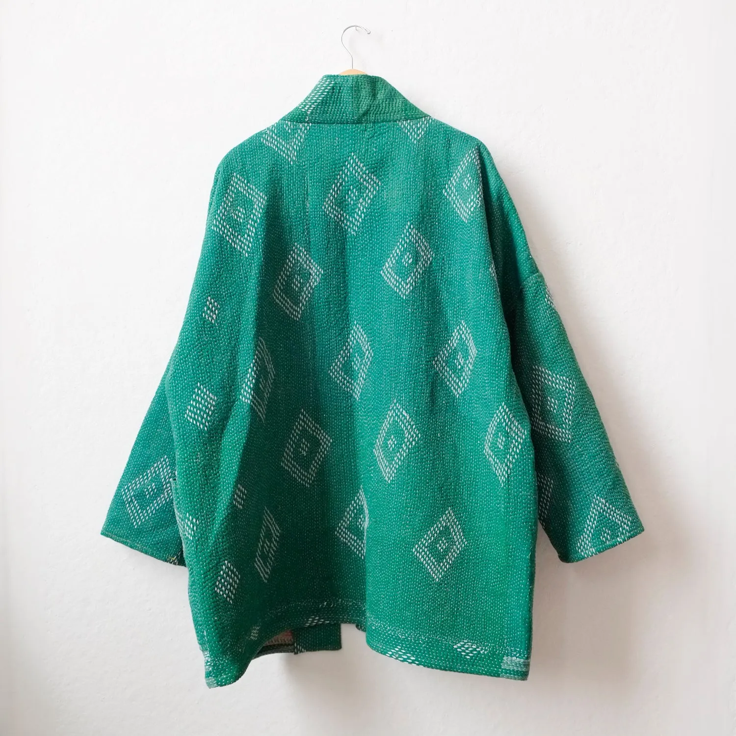 XL Green with White Double Diamonds Anoushka Jacket LM103