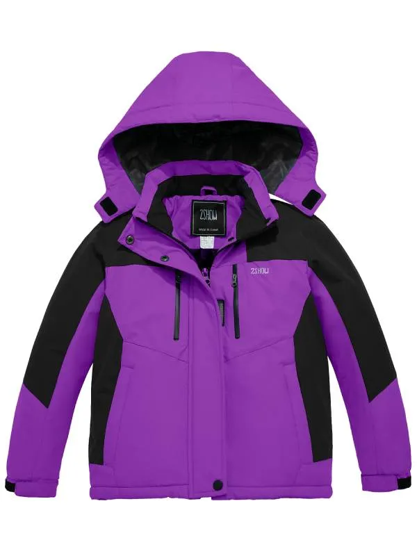 ZSHOW Girls' Waterproof Ski Jacket Warm Winter Snow Coat Fleece Raincoats